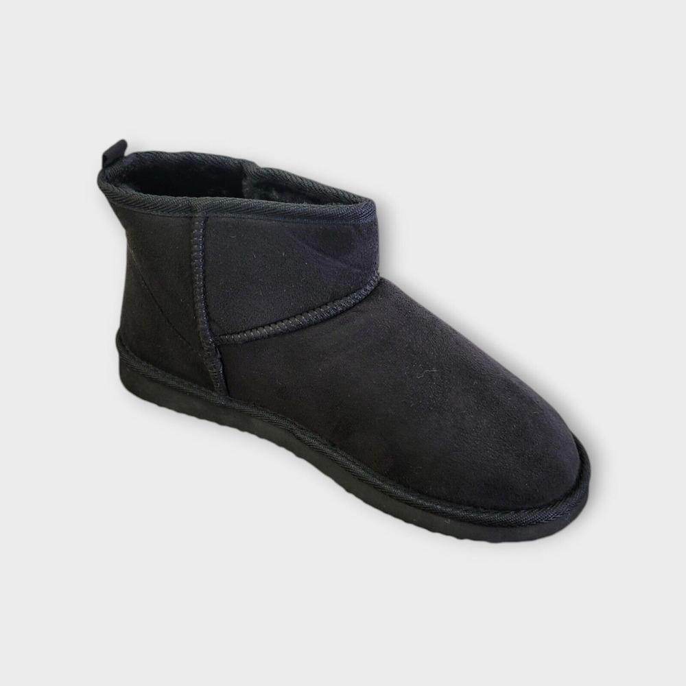 MIA Syndee Pull On Ankle Bootie Womens Size 9 Black Faux Suede Faux Fur Lining